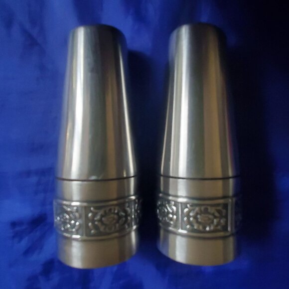 Vtg MCM Robert Stanley Salt & Pepper Set "Velvet" Stainless Danish Scandi-Style - Picture 6 of 6